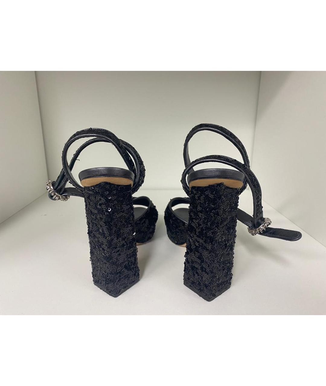 DOLCE&GABBANA Черные кожаные босоножки, фото 4