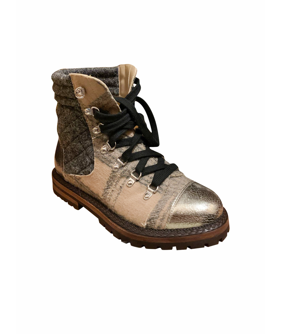 CHANEL PRE-OWNED Бежевые кожаные ботинки, фото 1