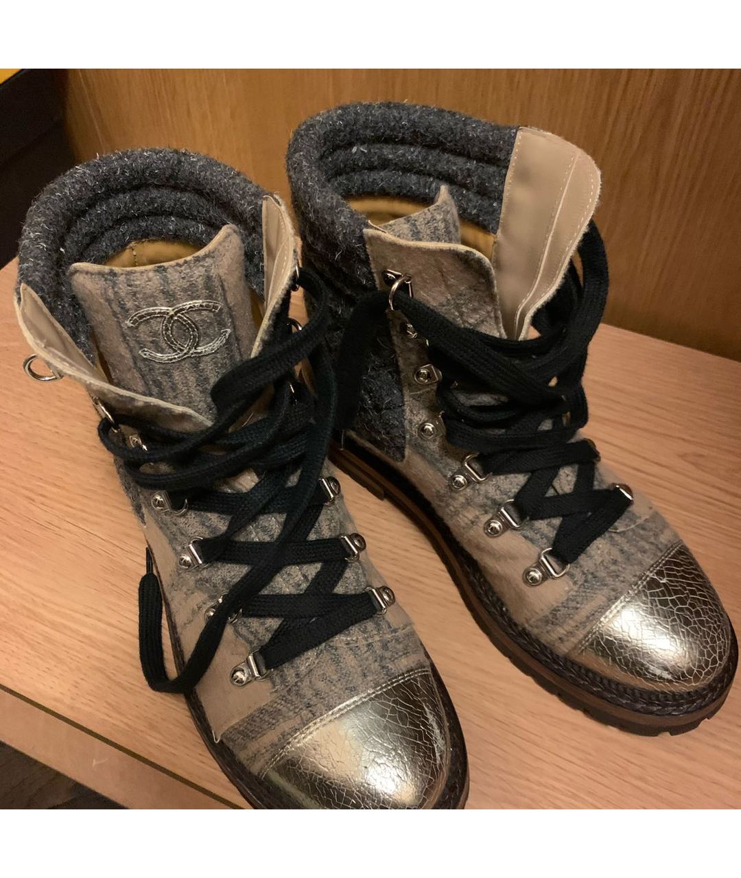 CHANEL PRE-OWNED Бежевые кожаные ботинки, фото 3