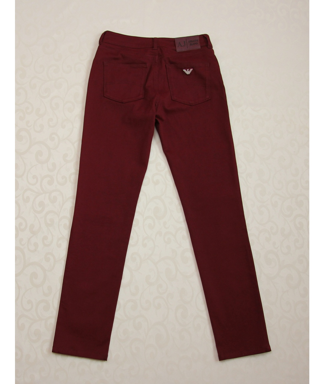 ARMANI JEANS Бордовые хлопко-лиоцелловые джинсы слим, фото 2