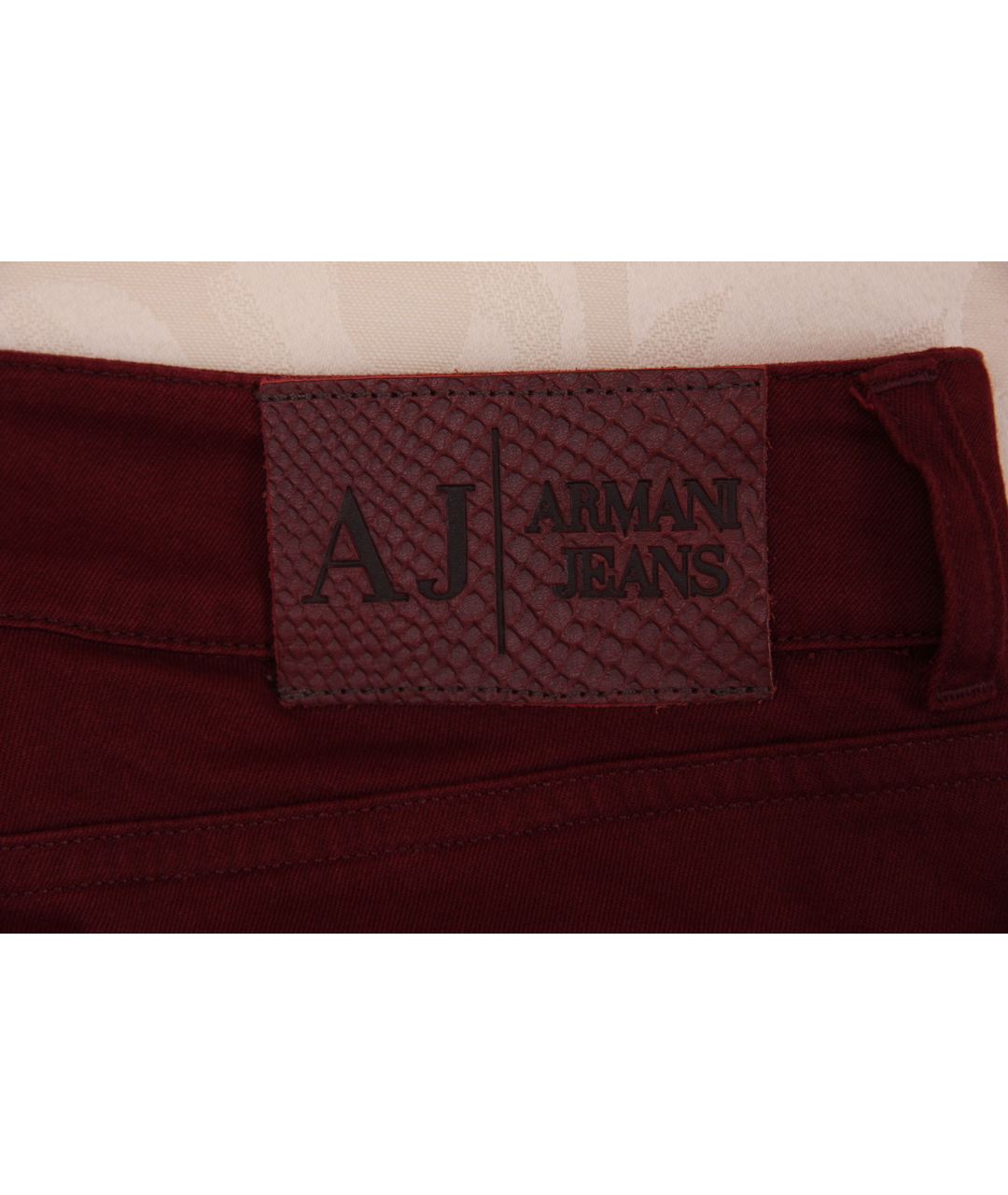 ARMANI JEANS Бордовые хлопко-лиоцелловые джинсы слим, фото 4