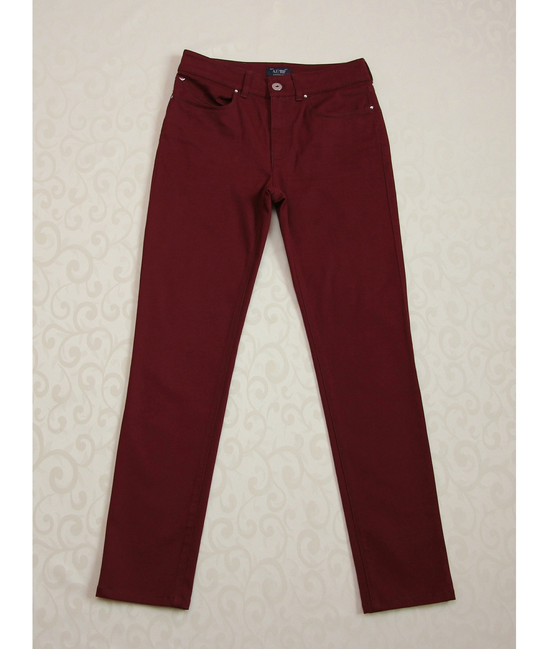 ARMANI JEANS Бордовые хлопко-лиоцелловые джинсы слим, фото 7
