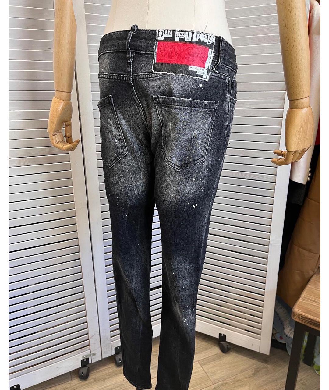 DSQUARED2 Черные хлопко-эластановые джинсы слим, фото 2
