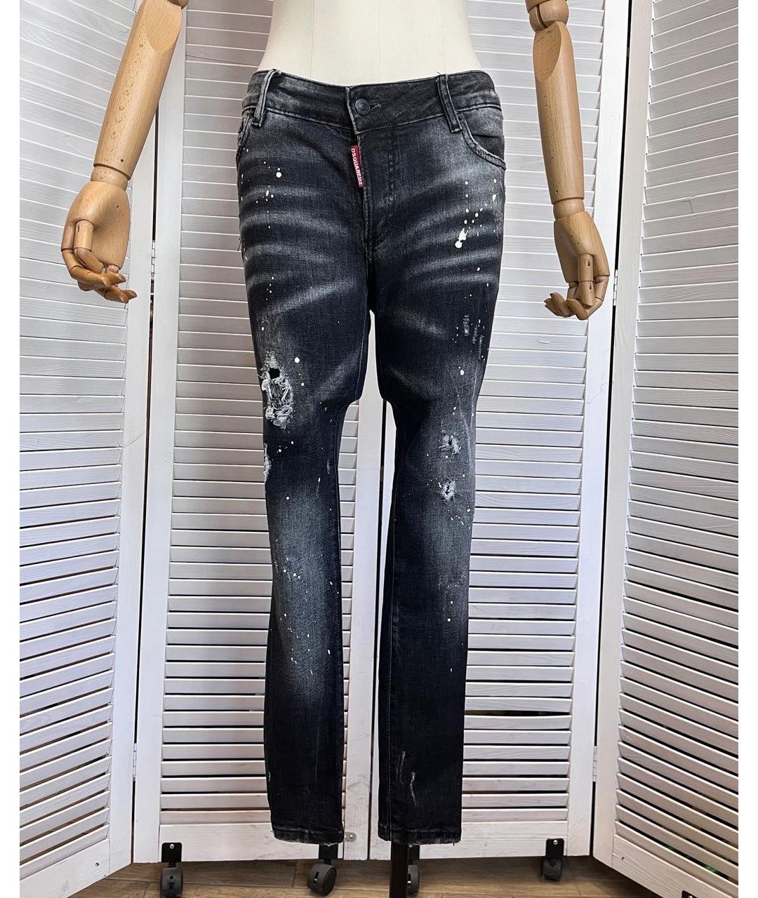 DSQUARED2 Черные хлопко-эластановые джинсы слим, фото 9