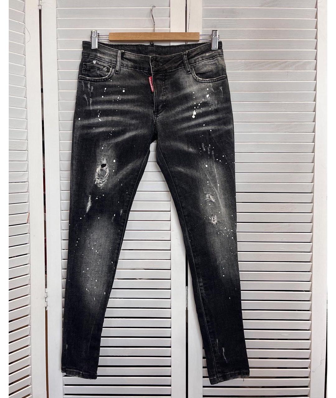 DSQUARED2 Черные хлопко-эластановые джинсы слим, фото 8