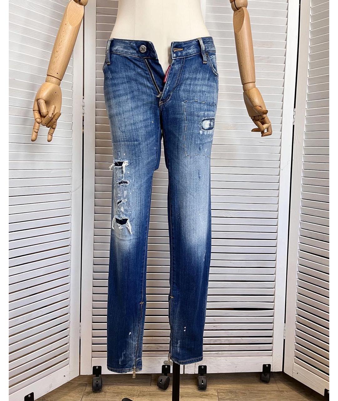 DSQUARED2 Синие хлопко-эластановые джинсы слим, фото 9