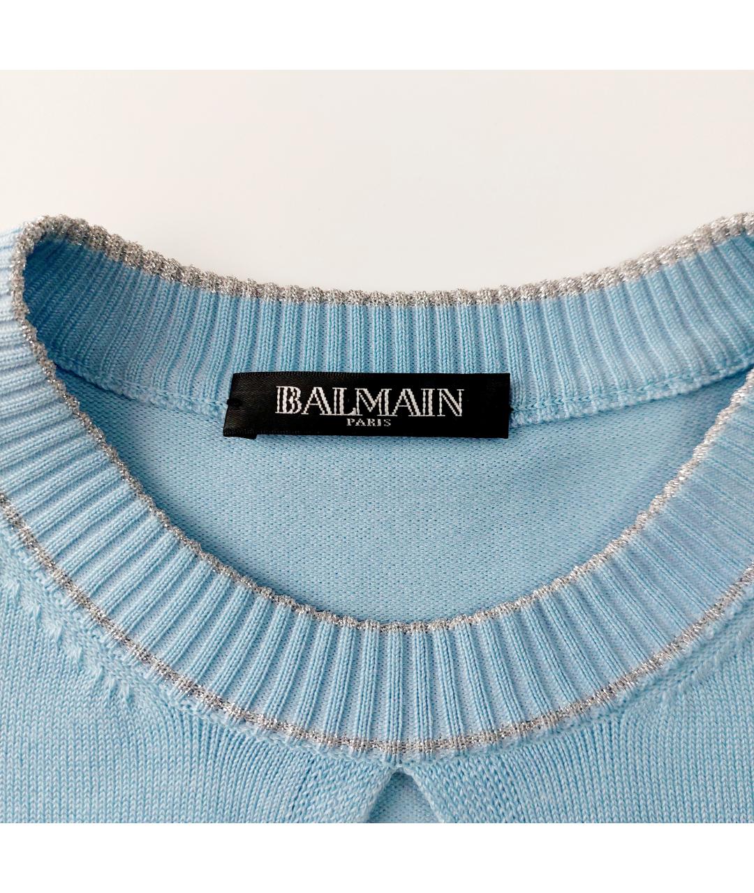 BALMAIN Голубой кашемировый джемпер / свитер, фото 3