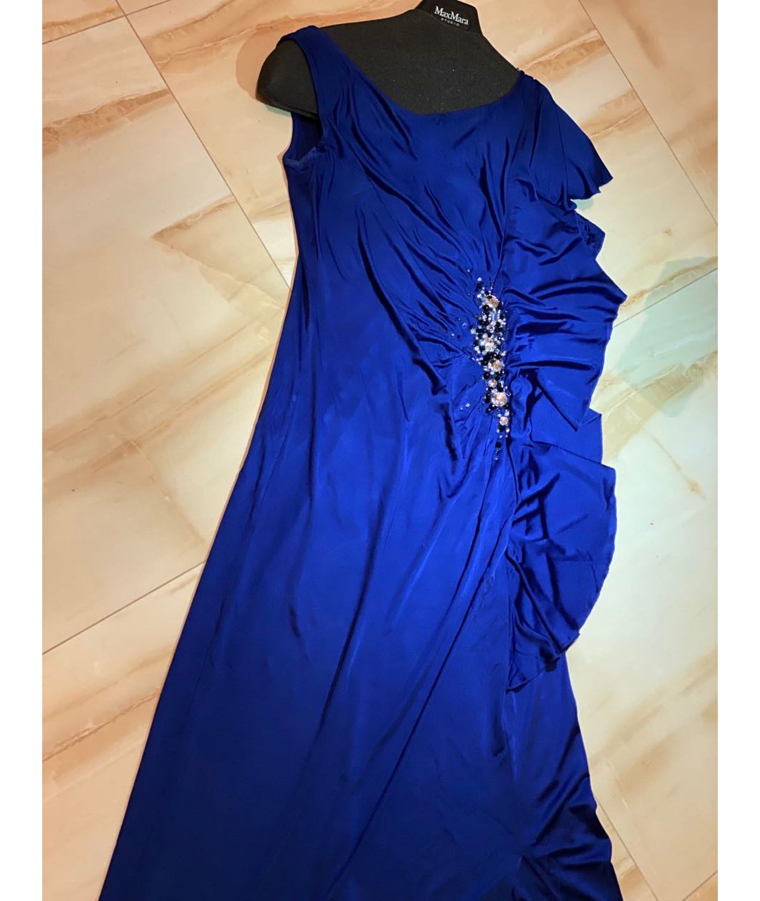 BLUMARINE Синее полиэстеровое вечернее платье, фото 3