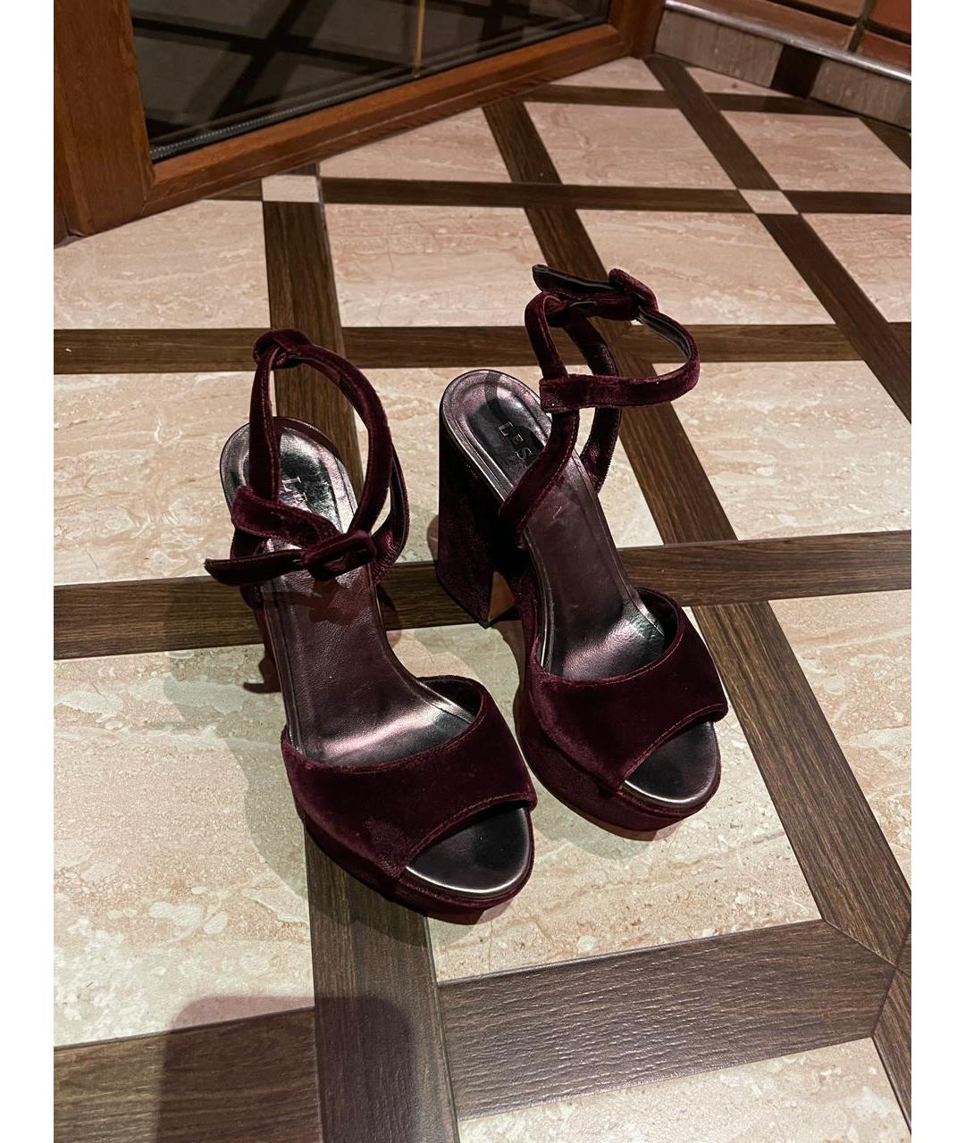 LE SILLA Бордовые бархатные туфли, фото 7