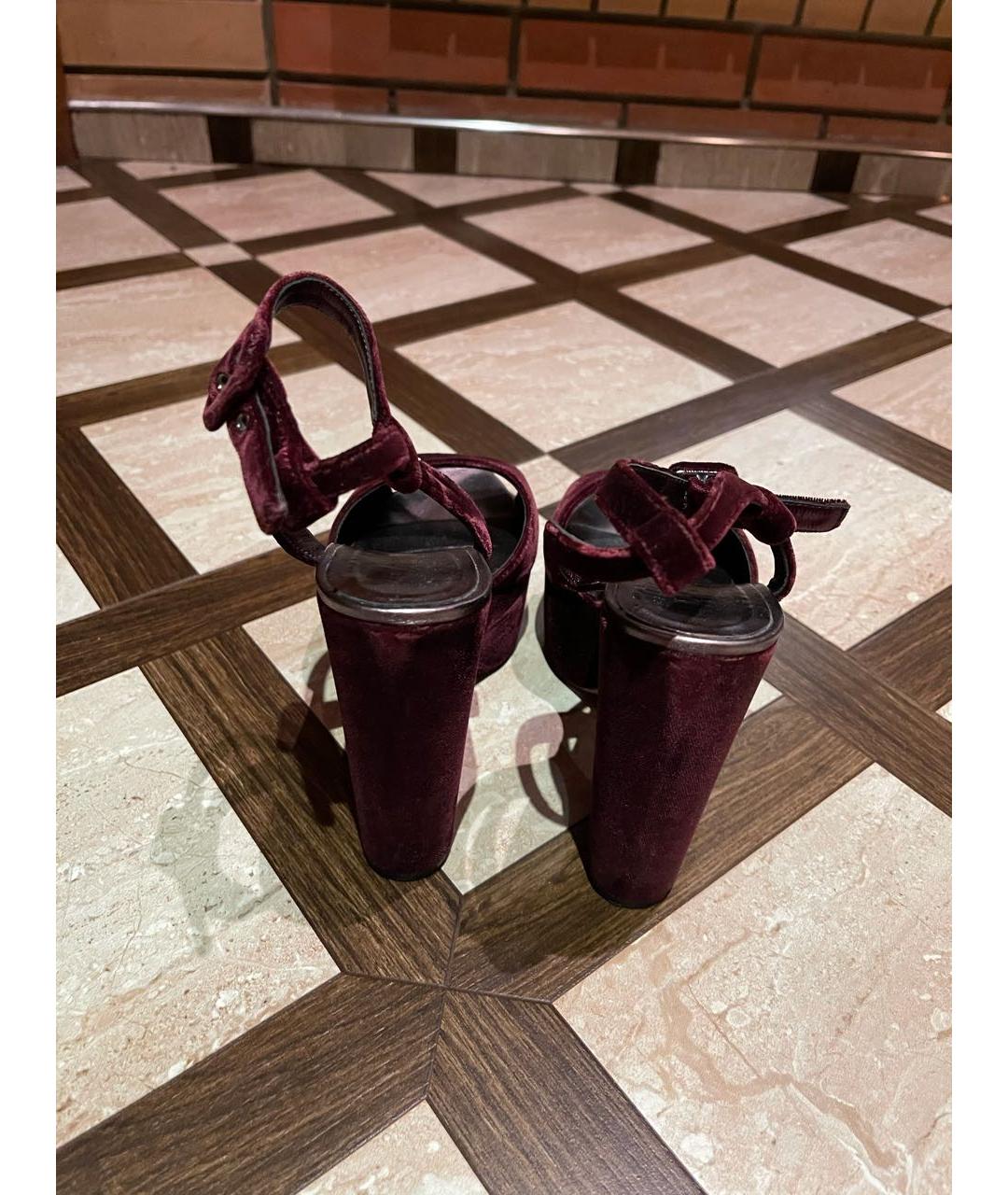 LE SILLA Бордовые бархатные туфли, фото 3