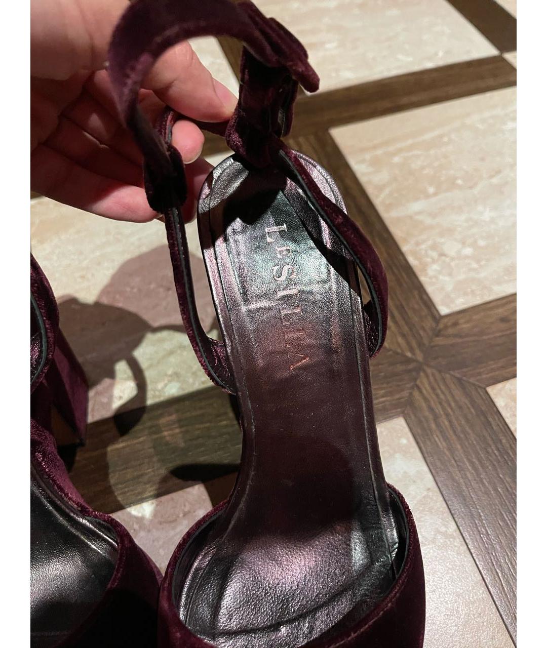 LE SILLA Бордовые бархатные туфли, фото 5