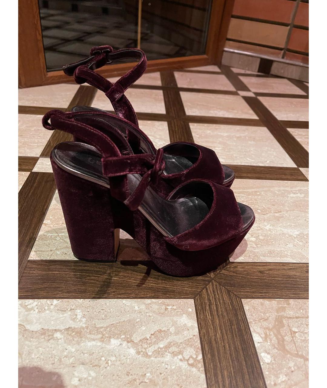 LE SILLA Бордовые бархатные туфли, фото 4