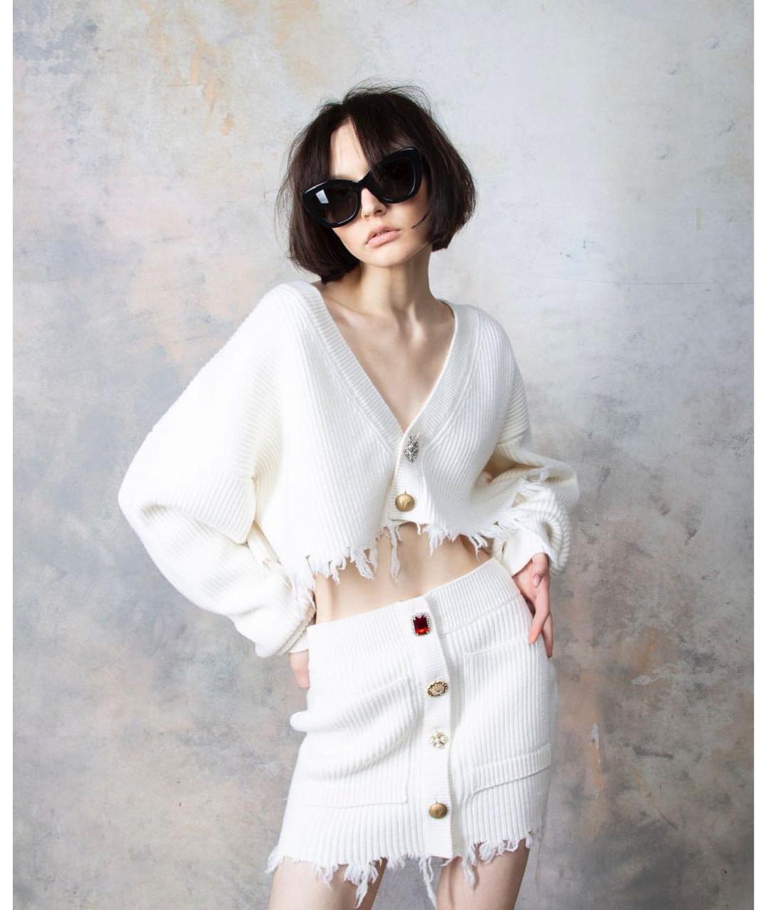 VETEMENTS Белая шерстяная юбка мини, фото 8