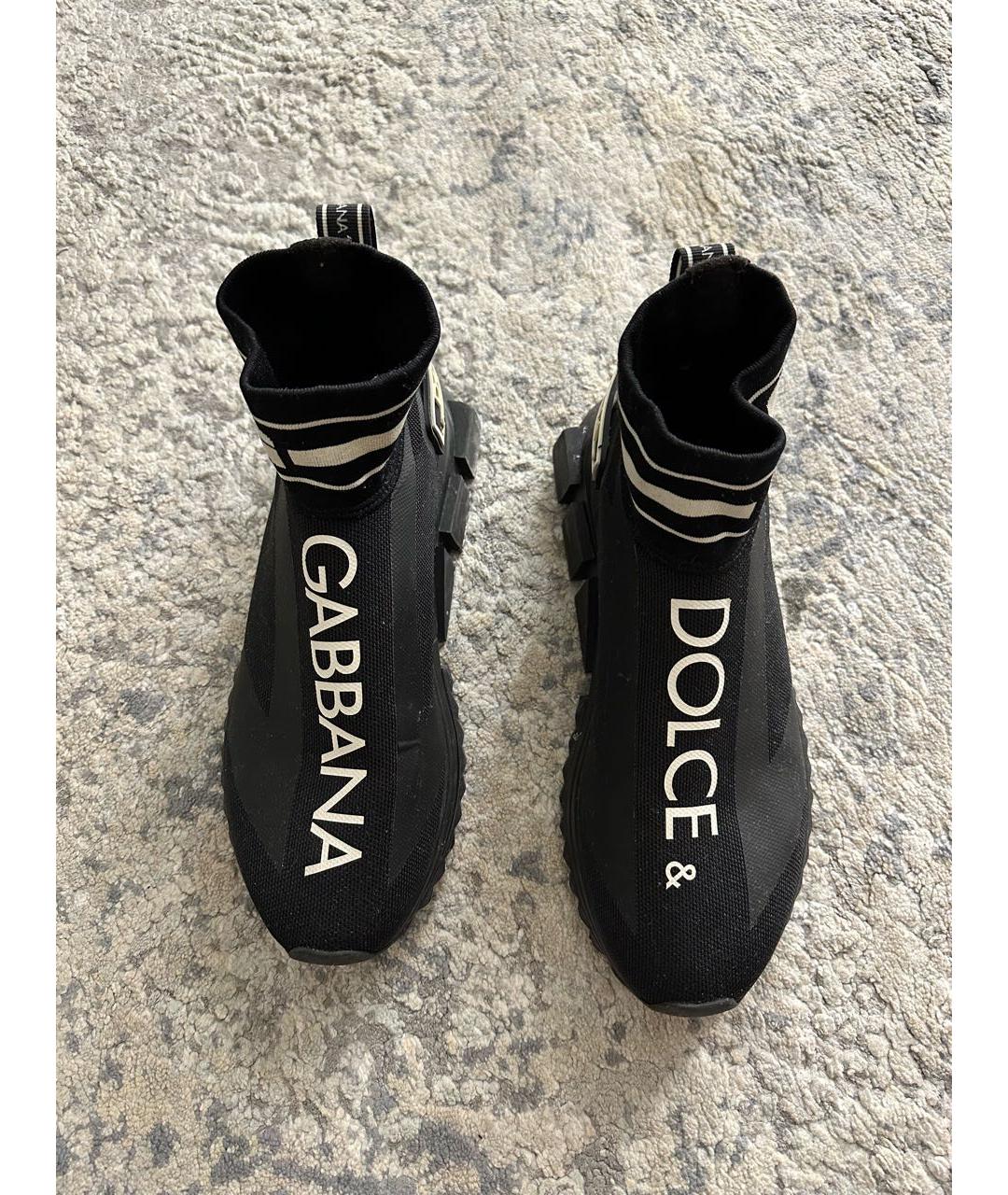 DOLCE&GABBANA Черные текстильные высокие кроссовки / кеды, фото 5