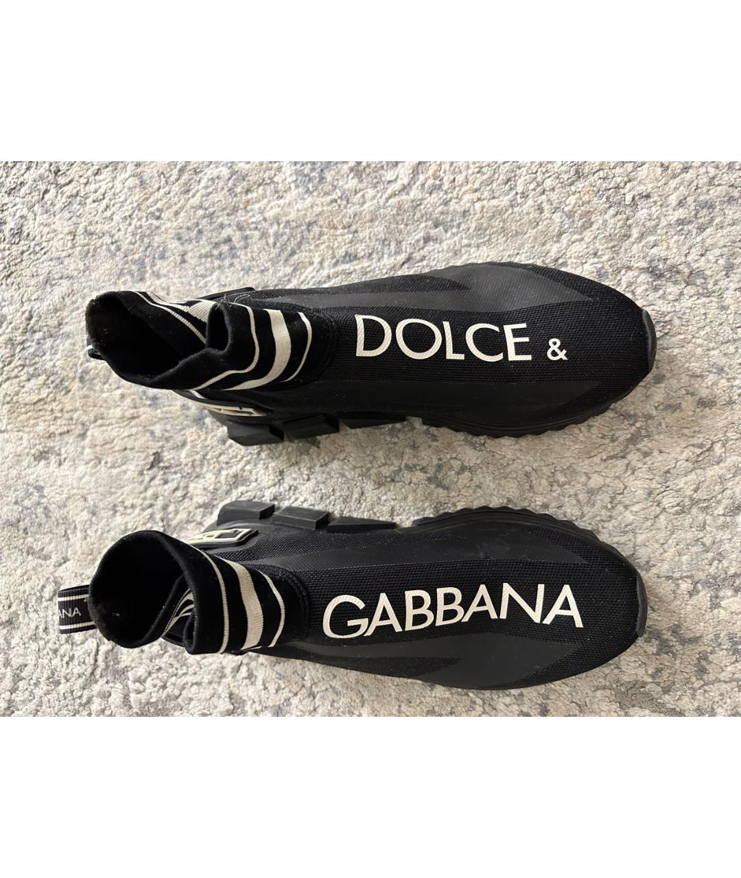 DOLCE&GABBANA Черные текстильные высокие кроссовки / кеды, фото 4