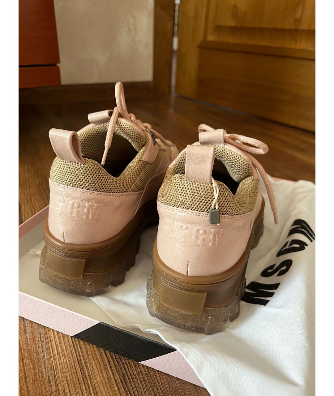 MSGM Розовые кожаные кроссовки, фото 4