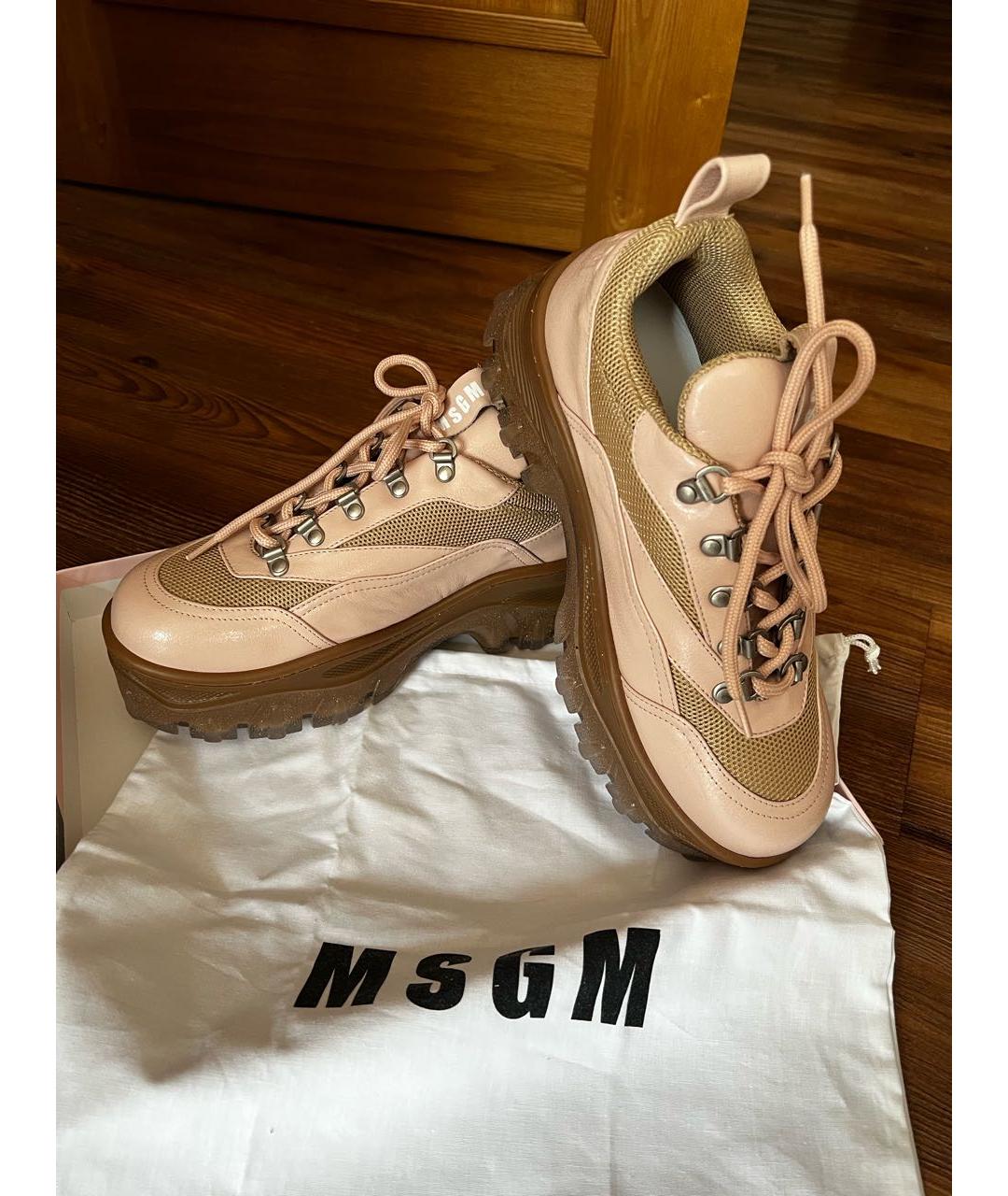 MSGM Розовые кожаные кроссовки, фото 8