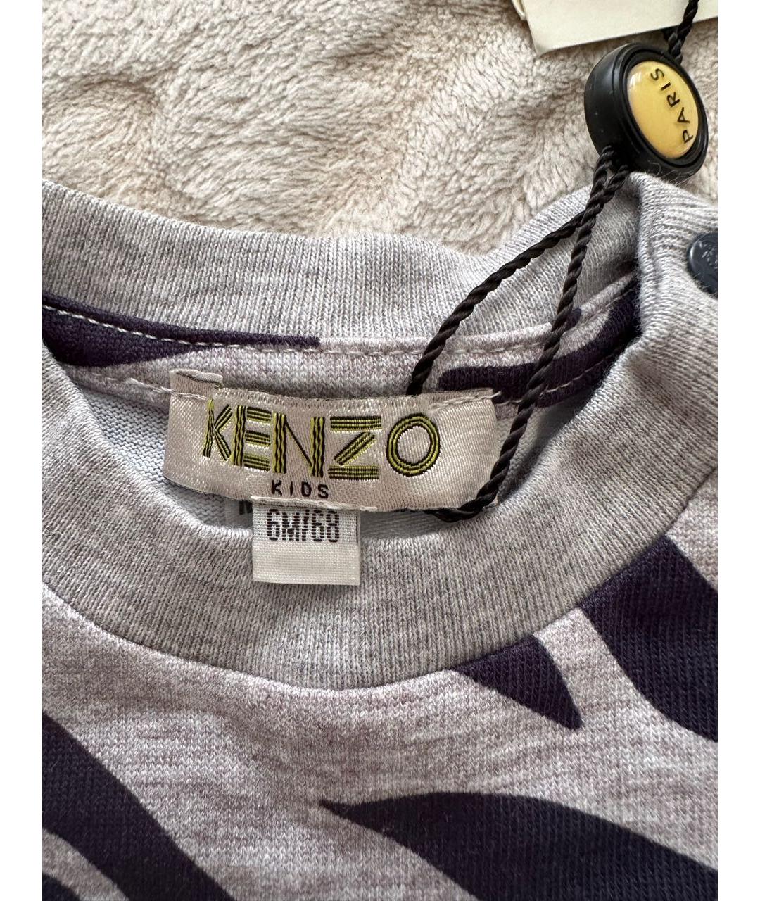 KENZO KIDS Серая хлопковая детская футболка, фото 4