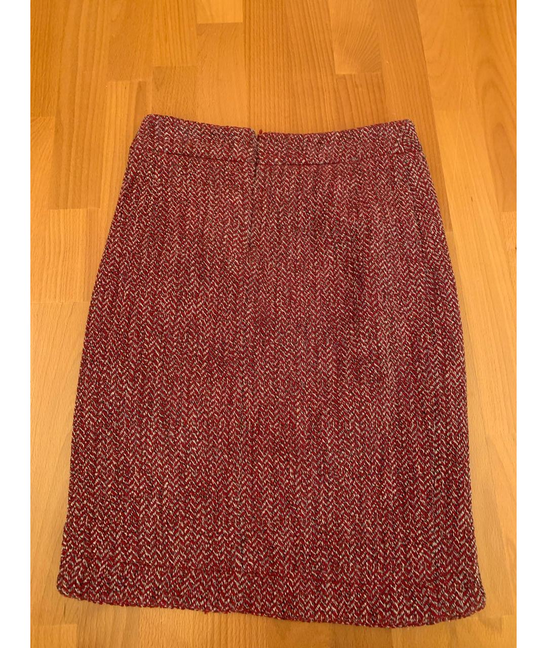 CHANEL PRE-OWNED Бордовая шерстяная юбка миди, фото 2