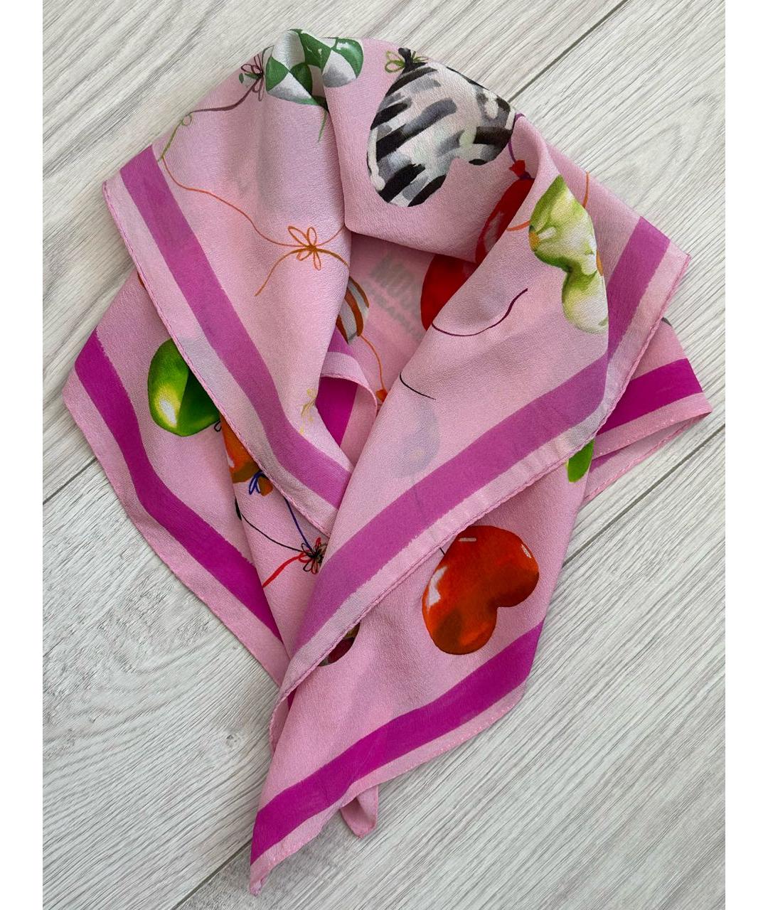MOSCHINO Розовый шелковый платок, фото 4