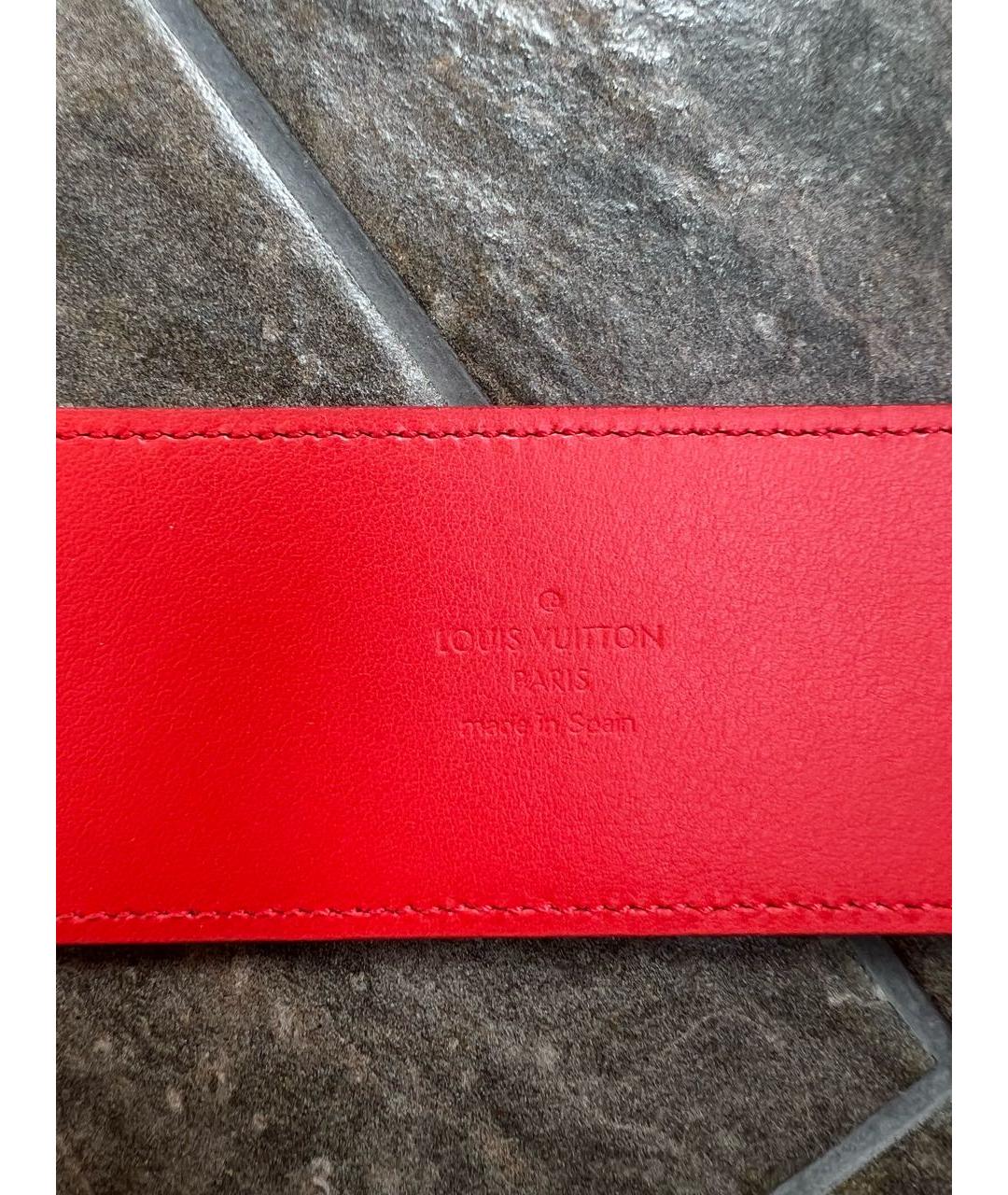 LOUIS VUITTON Красный кожаный ремень, фото 7