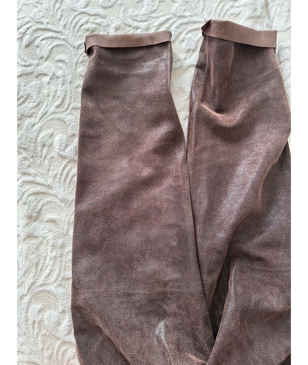 CLOSED Коричневые кожаные прямые брюки, фото 3
