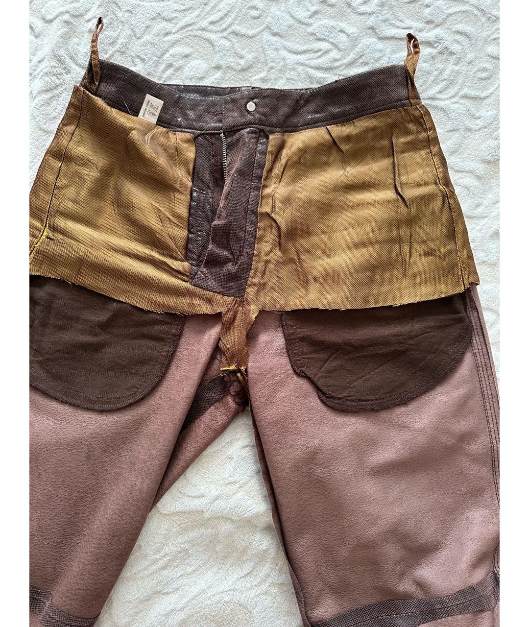 CLOSED Коричневые кожаные прямые брюки, фото 4