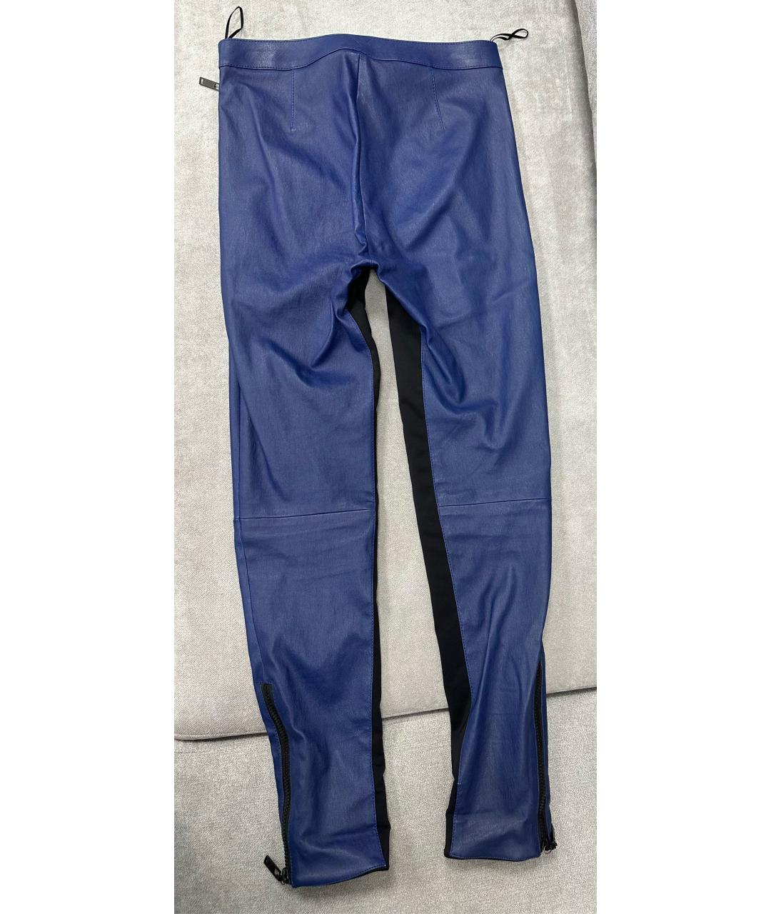 LOUIS VUITTON Синие кожаные брюки узкие, фото 2