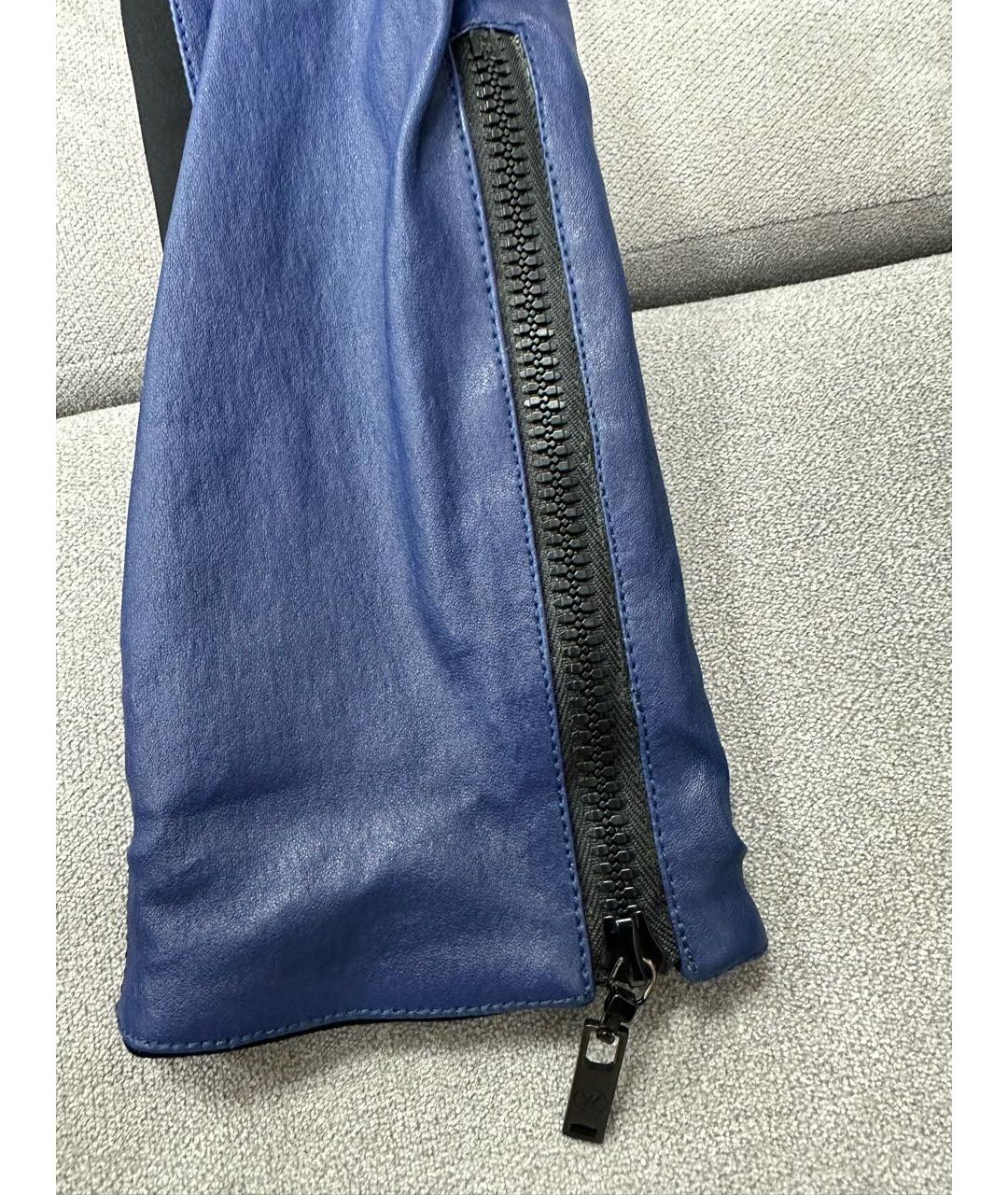 LOUIS VUITTON PRE-OWNED Синие кожаные брюки узкие, фото 5