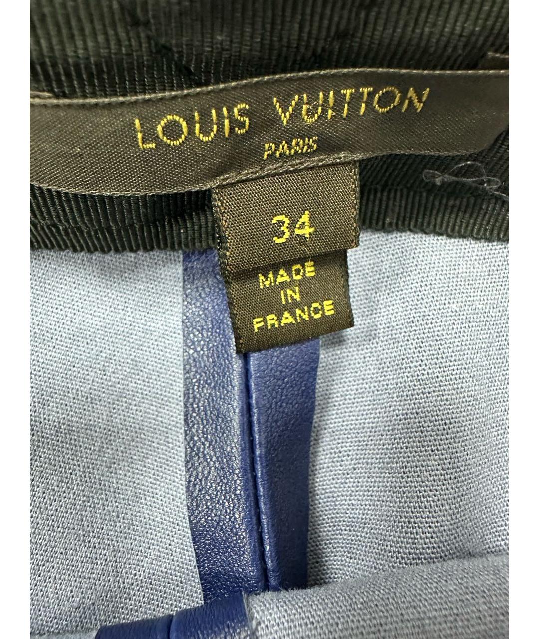 LOUIS VUITTON Синие кожаные брюки узкие, фото 3