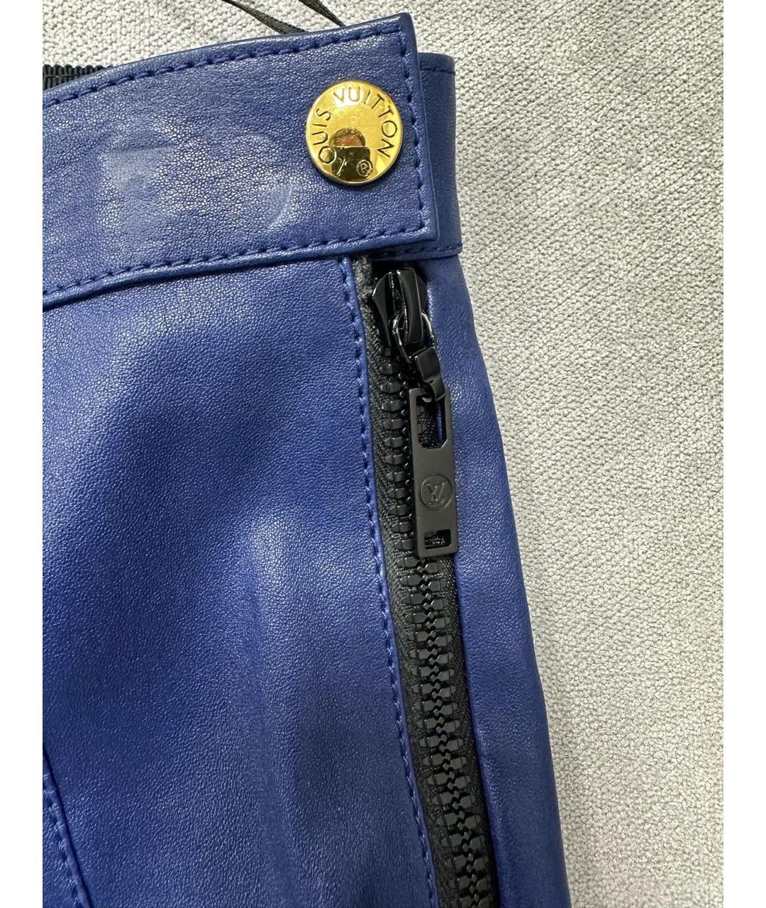 LOUIS VUITTON PRE-OWNED Синие кожаные брюки узкие, фото 4