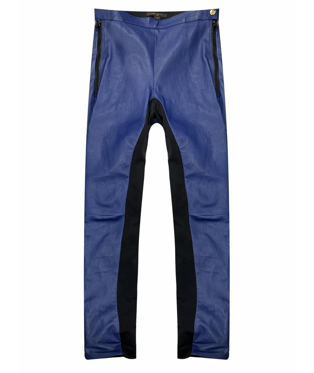 LOUIS VUITTON PRE-OWNED Синие кожаные брюки узкие, фото 1