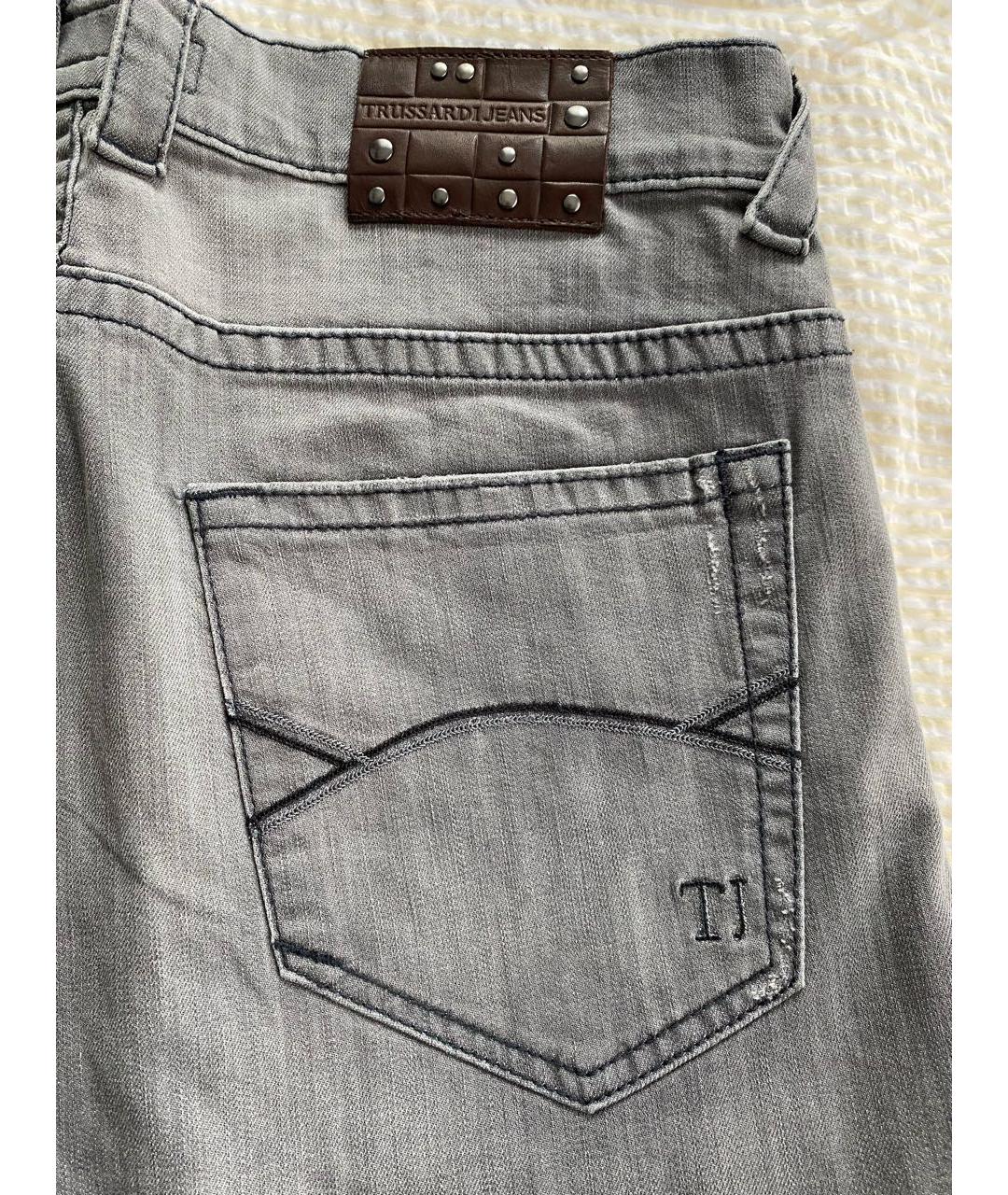 TRUSSARDI JEANS Серые хлопко-эластановые джинсы, фото 4
