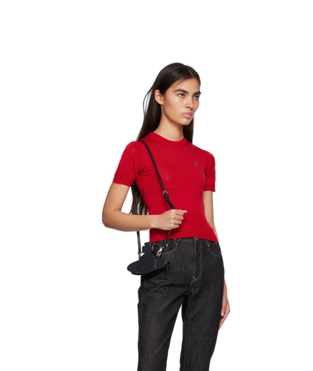 VIVIENNE WESTWOOD Черная кожаная сумка через плечо, фото 2