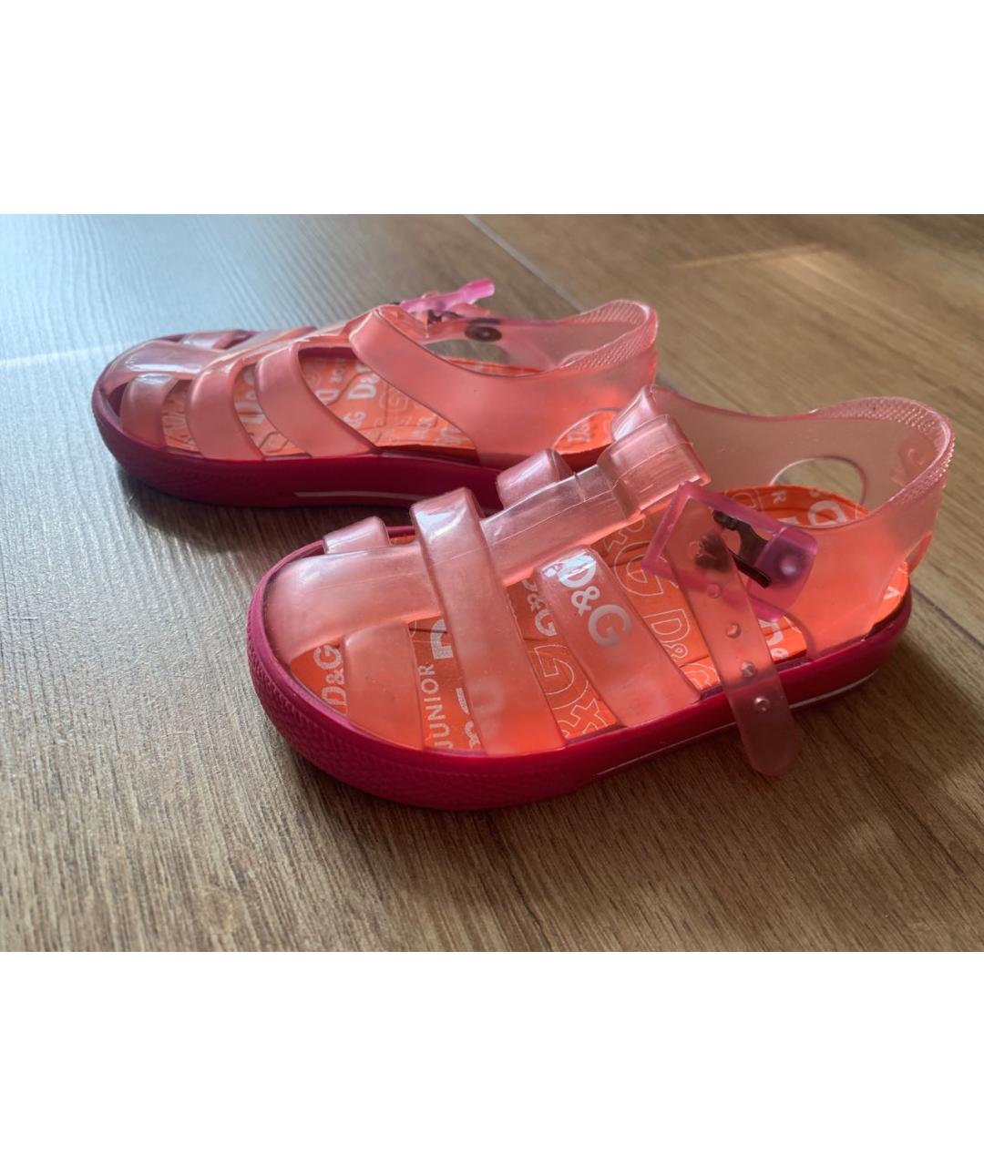 DOLCE & GABBANA KIDS Розовые резиновые сандалии и шлепанцы, фото 3