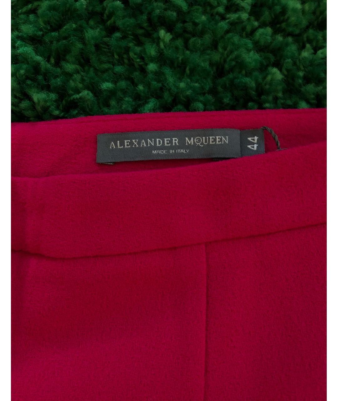 ALEXANDER MCQUEEN Фуксия шерстяные прямые брюки, фото 3