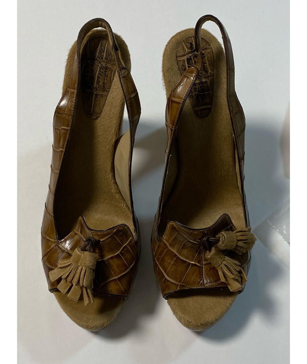 SANTONI Коричневые босоножки из экзотической кожи, фото 2