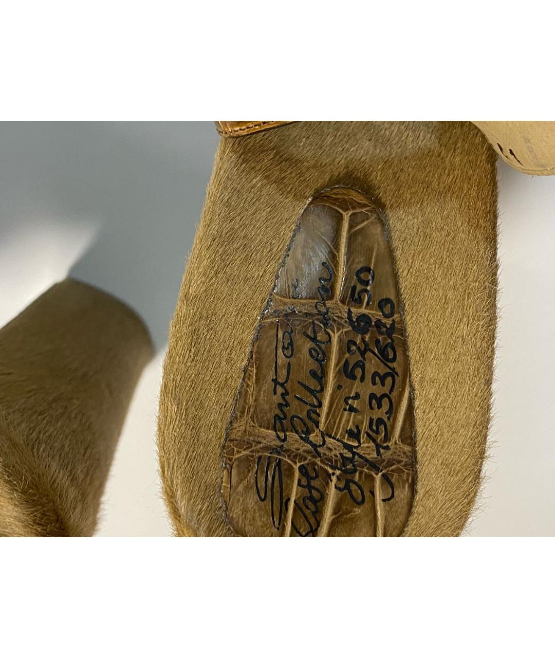 SANTONI Коричневые босоножки из экзотической кожи, фото 5