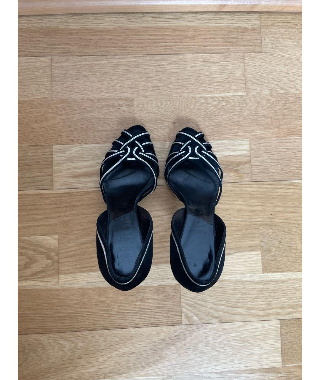 CHRISTIAN DIOR Черные замшевые босоножки, фото 4