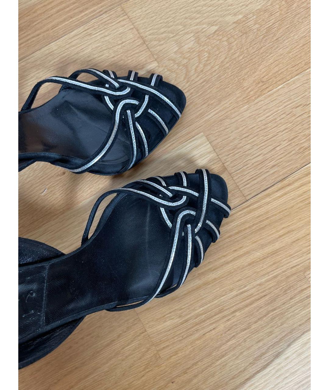 CHRISTIAN DIOR Черные замшевые босоножки, фото 6