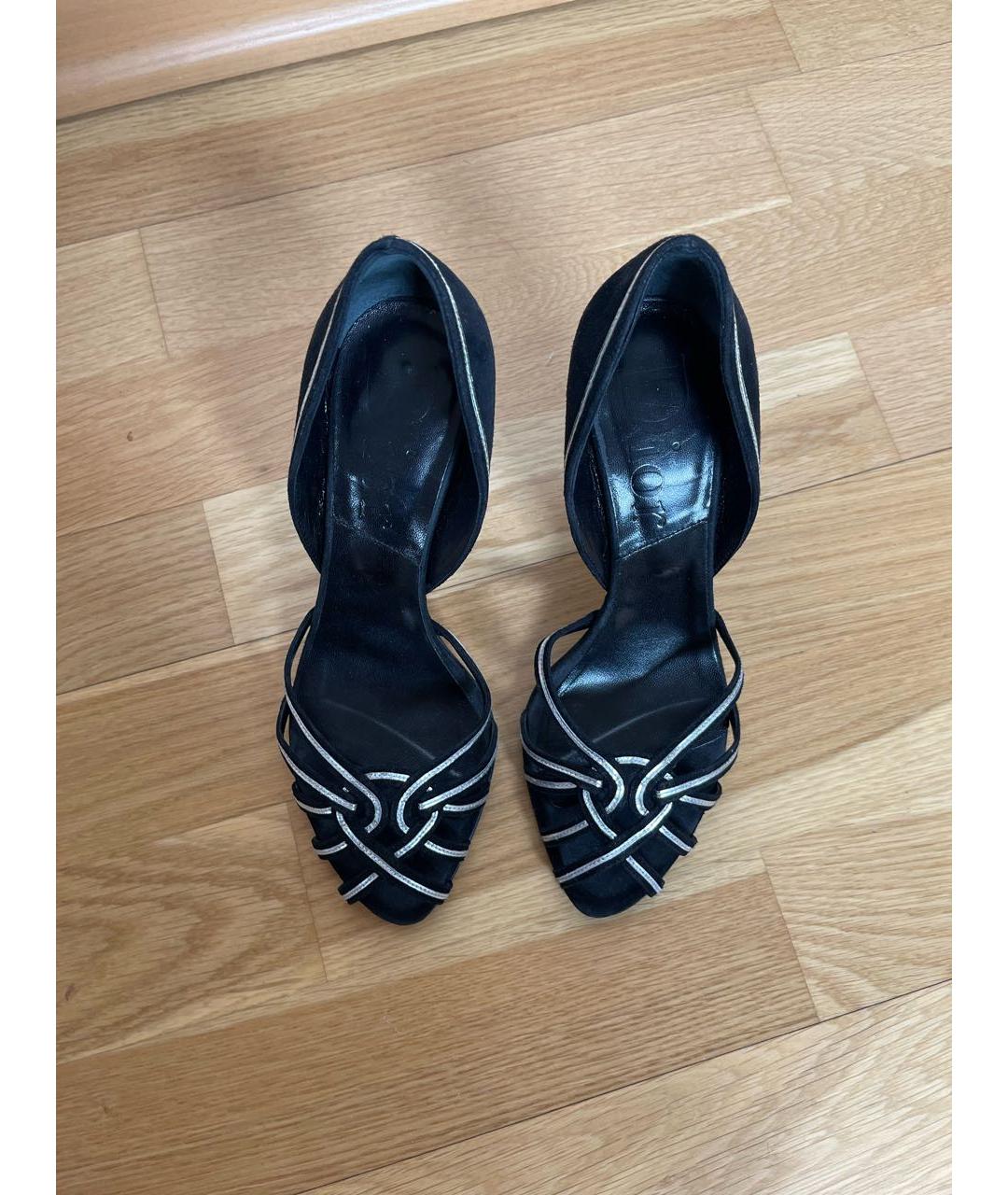 CHRISTIAN DIOR Черные замшевые босоножки, фото 2