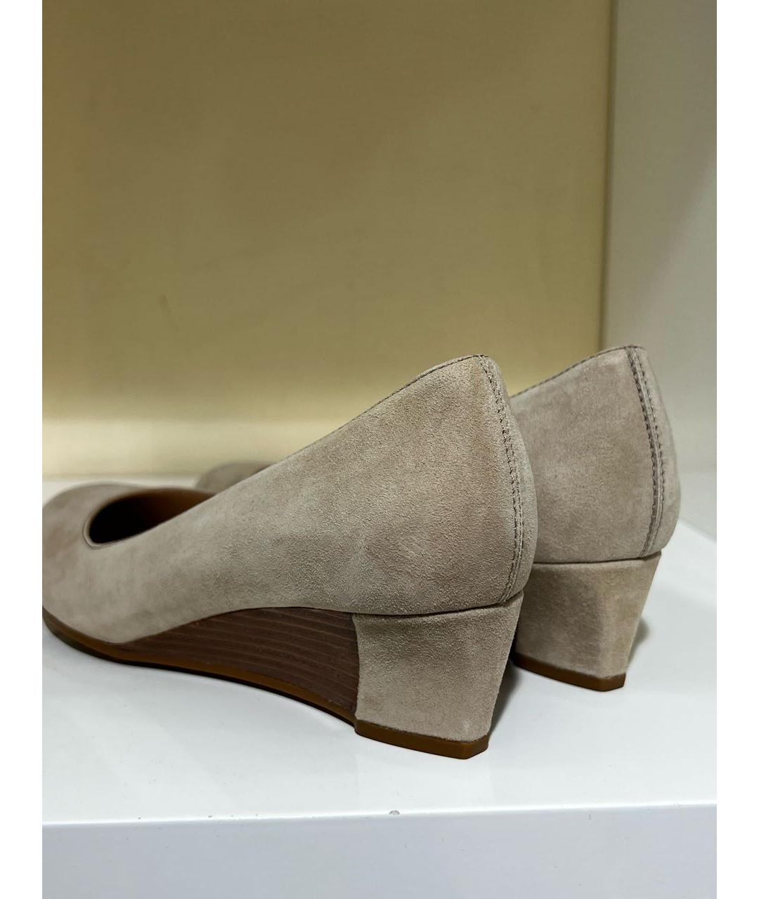 TOD'S Бежевые замшевые лодочки на низком каблуке, фото 2