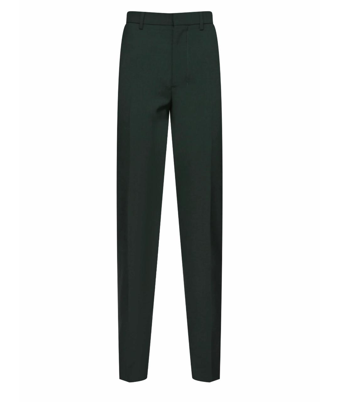PRADA Зеленые шерстяные прямые брюки, фото 1