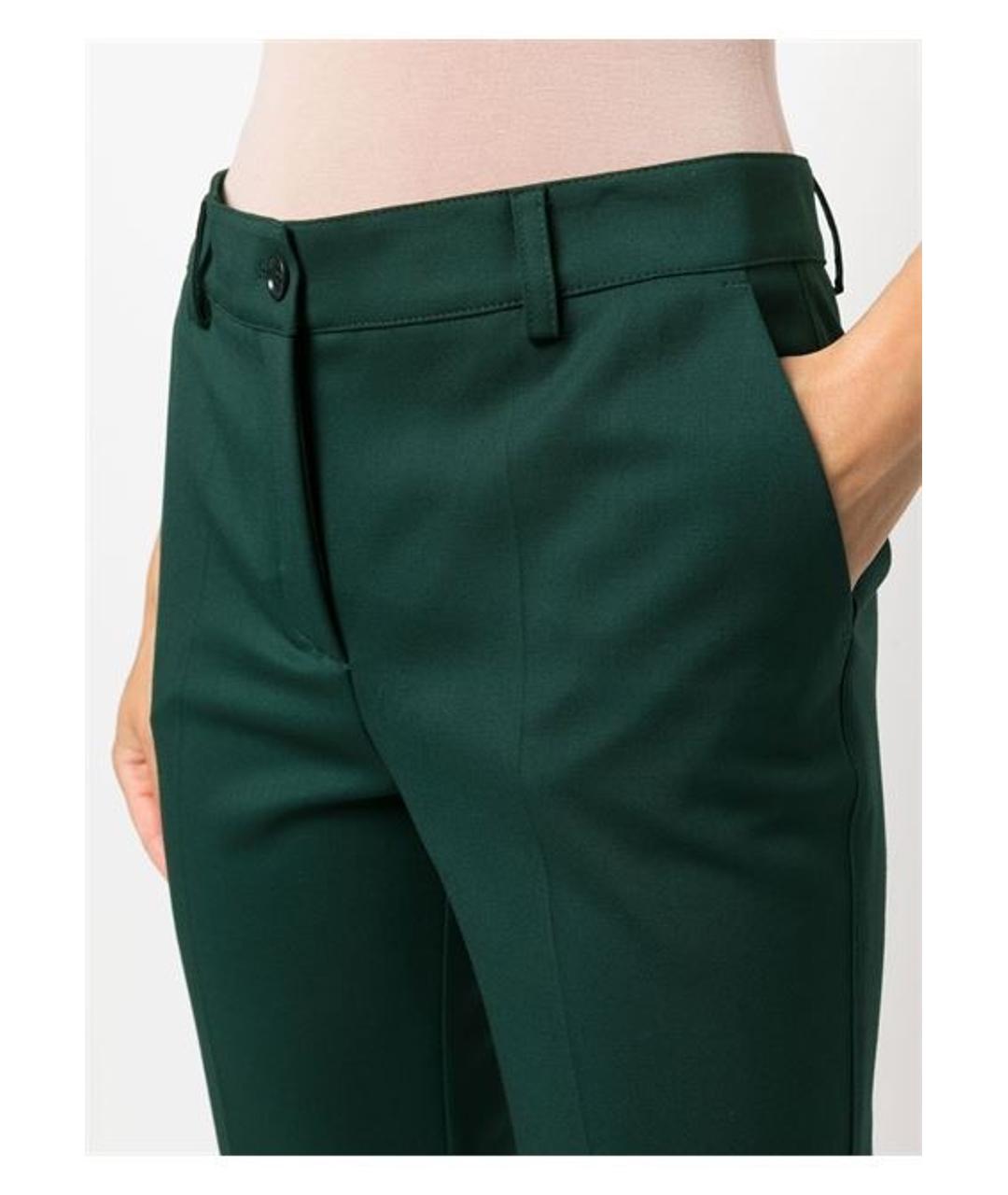 PRADA Зеленые шерстяные прямые брюки, фото 5