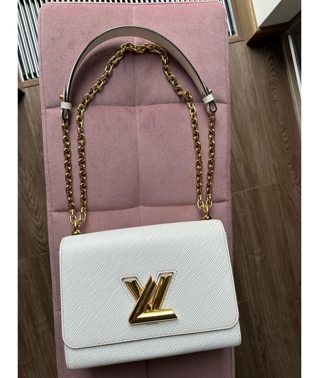 LOUIS VUITTON Белая кожаная сумка через плечо, фото 7