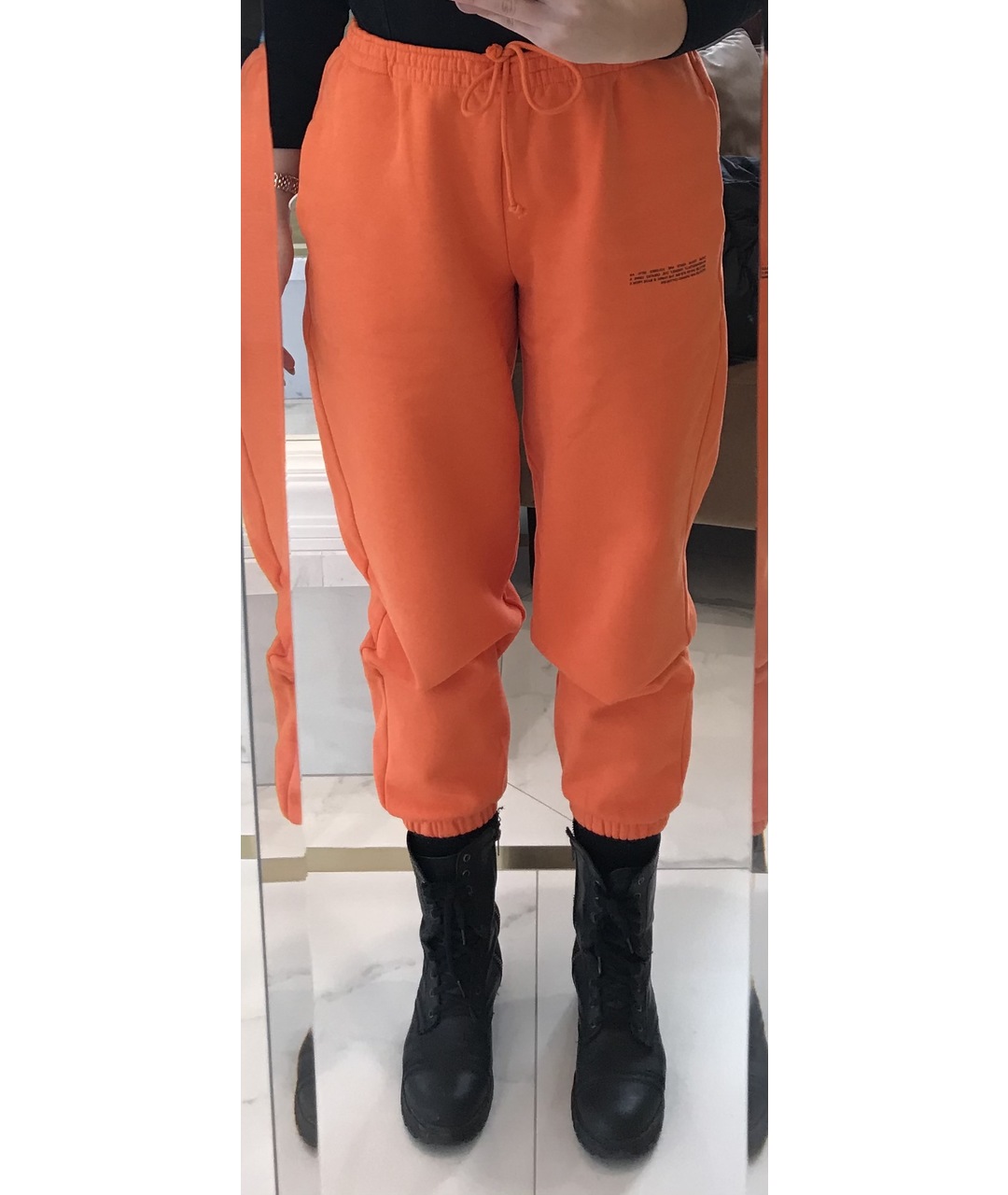 THE PANGAIA Оранжевое хлопковые прямые брюки, фото 3