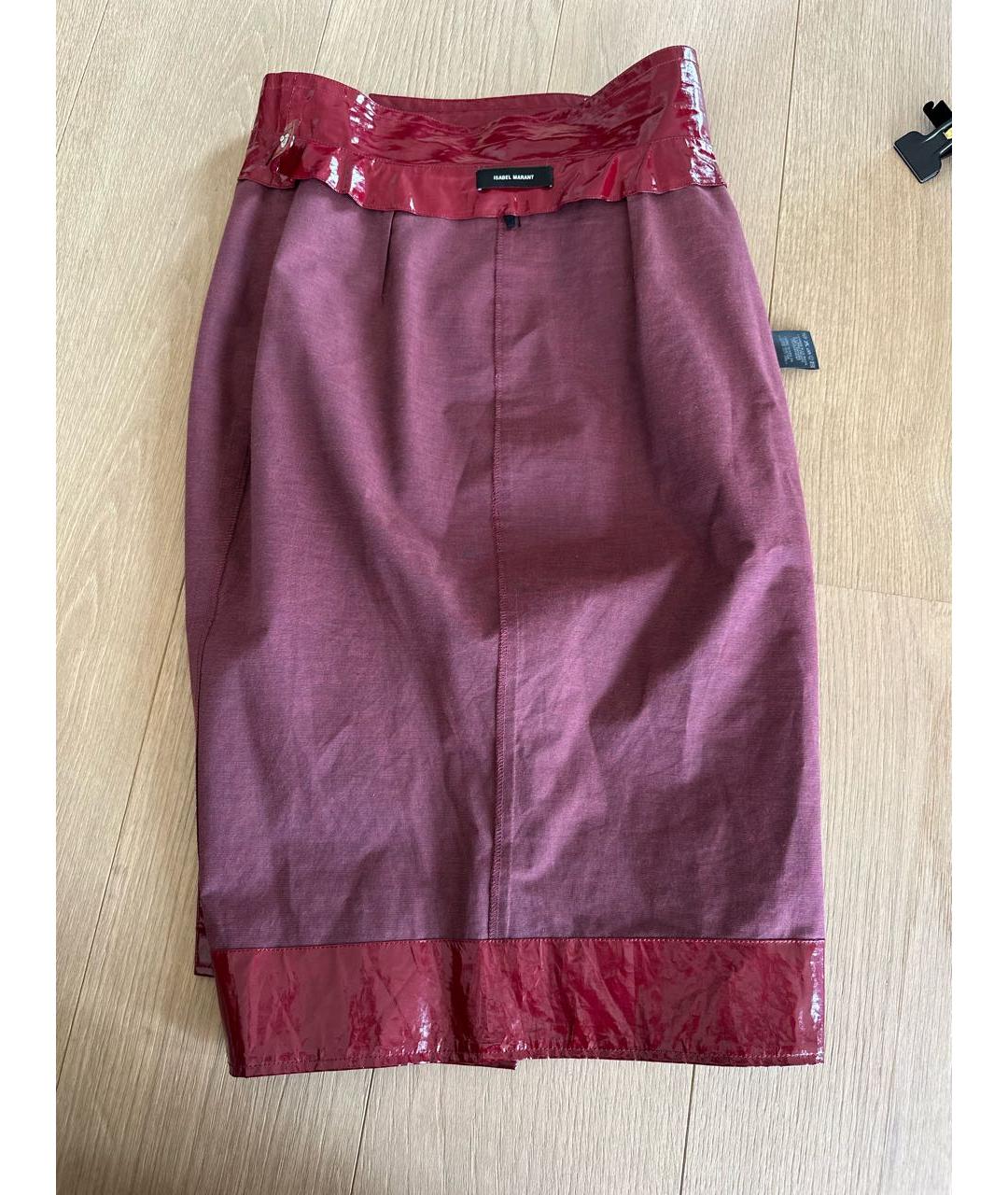 ISABEL MARANT Бордовая полиуретановая юбка миди, фото 3