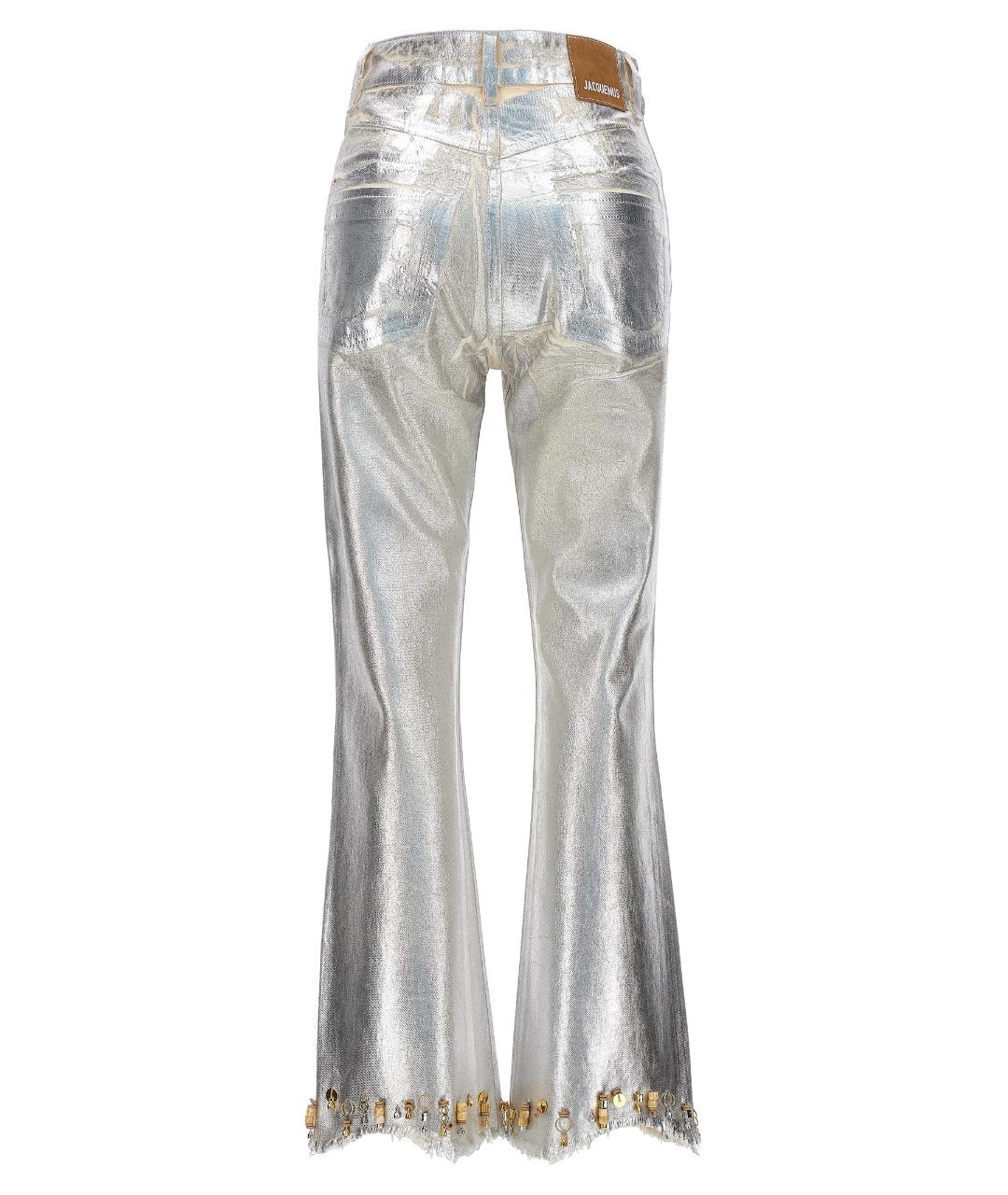 JACQUEMUS Серебряные хлопковые джинсы клеш, фото 2