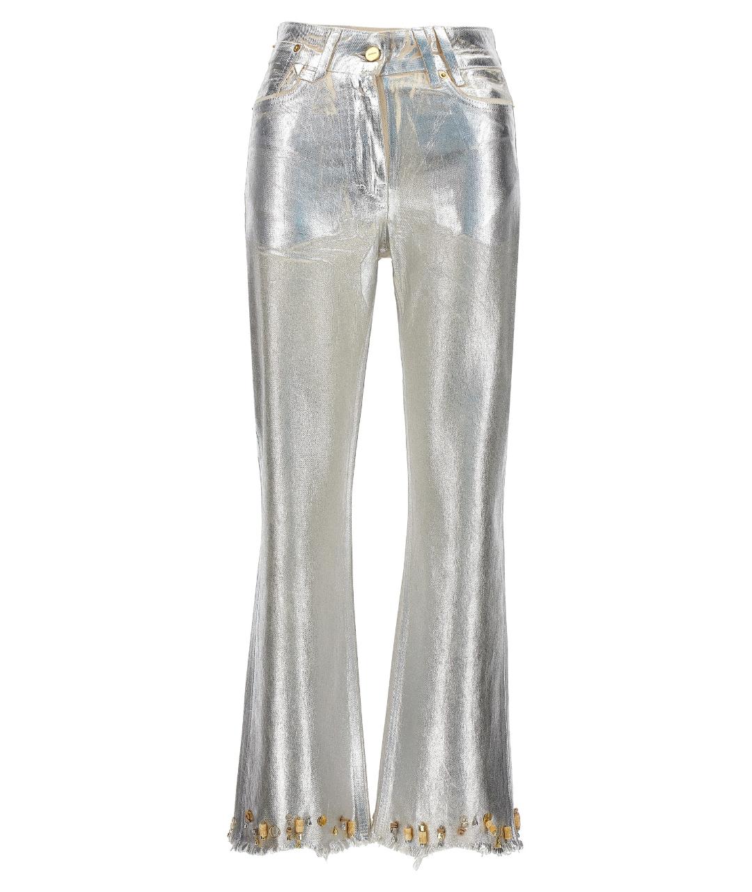 JACQUEMUS Серебряные хлопковые джинсы клеш, фото 1