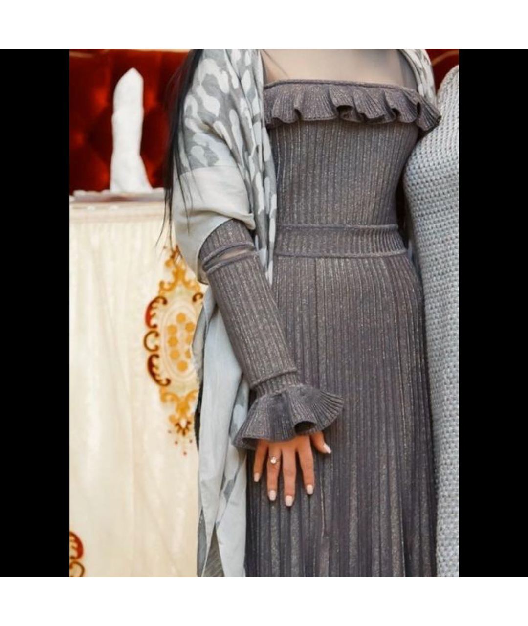 ELIE SAAB Серое вискозное вечернее платье, фото 2